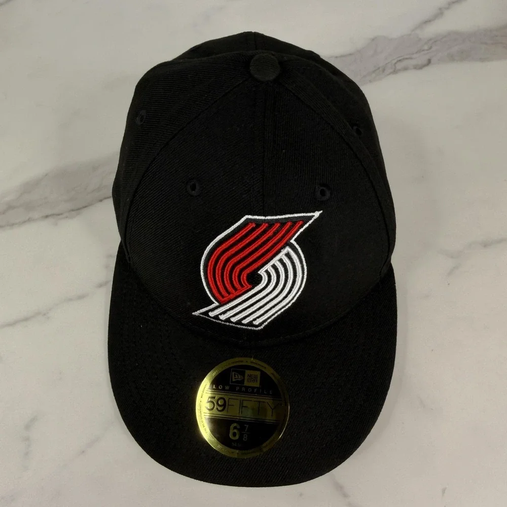 Portland Trail Blazers Hat Cap Fitted Mens 6 7/8 Black New Era 59Fifty
